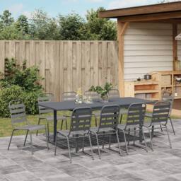 Berkfield Home 11 Piece Garden Dining Set Anthracite Steel - thumbnail 4