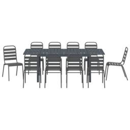 Berkfield Home 11 Piece Garden Dining Set Anthracite Steel - thumbnail 7