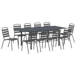 Berkfield Home 11 Piece Garden Dining Set Anthracite Steel - thumbnail 2