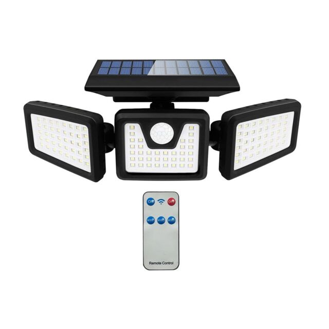 ENER-J Solar Sensor 3 Heads Wall Light, 2400mAh, 6000-6500K in White - Size: 25 cm diameter x 19 cm high - image 1