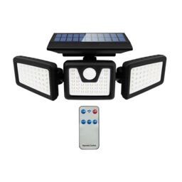 ENER-J Solar Sensor 3 Heads Wall Light, 2400mAh, 6000-6500K in White - Size: 25 cm diameter x 19 cm high