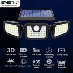 ENER-J Solar Sensor 3 Heads Wall Light, 2400mAh, 6000-6500K in White - Size: 25 cm diameter x 19 cm high - thumbnail 4