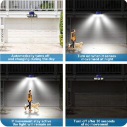 ENER-J Solar Sensor 3 Heads Wall Light, 2400mAh, 6000-6500K in White - Size: 25 cm diameter x 19 cm high - thumbnail 6
