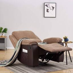 SquareBoxx Estora Manual Latch Recliner Armchair in Brown - thumbnail 3