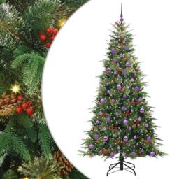 Berkfield Home Artificial Hinged Christmas Tree Green 210 cm PE & PVC - thumbnail 2