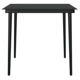 Berkfield Home 3 Piece Garden Dining Set Black Poly Rattan Glass - thumbnail 8