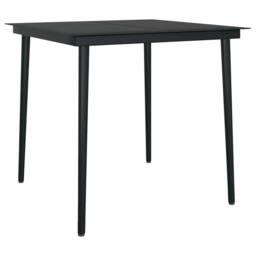 Berkfield Home 3 Piece Garden Dining Set Black Poly Rattan Glass - thumbnail 7