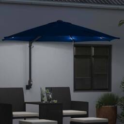 Berkfield Home Stylish Wall-mounted Garden Parasol with LEDs Azure Blue 248 cm - thumbnail 1