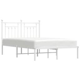 Berkfield Home Metal Bed Frame with Headboard White 120x200 cm - Size: Small Double - thumbnail 5