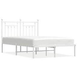 Berkfield Home Metal Bed Frame with Headboard White 120x200 cm - Size: Small Double - thumbnail 3