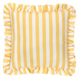 Furn Lottie Striped Ruffle Outdoor Cushion in Bright Yellow - Size: 45 cm x 45 cm - thumbnail 2