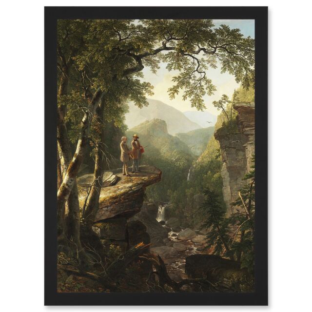 Artery8 Durand Kindred Spirits Painting Cliffs Landscape Artwork Framed Wall Art Print A4 in Black - image 1