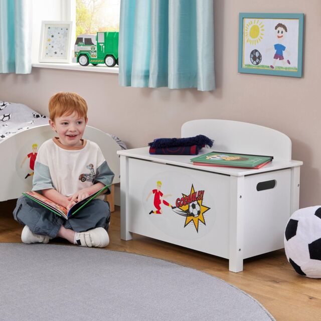 Liberty House Toys Football Wooden Toy Box in White - image 1