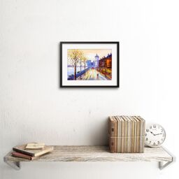 "Artery8 Wall Art Print London Cityscape Painting Art Framed 9x7 inch in Black - Size: W7"" x H9""" - thumbnail 2