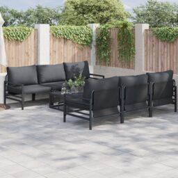 Berkfield Home Garden Sofa Set with Cushion with Pillow 7 pcs Anthracite Steel & Fabric - thumbnail 1