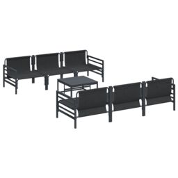 Berkfield Home Garden Sofa Set with Cushion with Pillow 7 pcs Anthracite Steel & Fabric - thumbnail 8