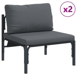 Berkfield Home Garden Sofa Set with Cushion with Pillow 7 pcs Anthracite Steel & Fabric - thumbnail 4