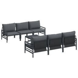 Berkfield Home Garden Sofa Set with Cushion with Pillow 7 pcs Anthracite Steel & Fabric - thumbnail 2