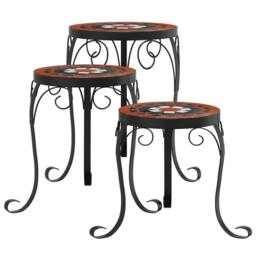 Berkfield Home Plant Stands 3 pcs Terracotta & White Ceramic in Orange - thumbnail 3