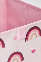OHS Pack of 2 Rainbow Print Cube Storage Boxes in Light Pink - thumbnail 4