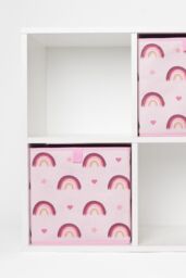 OHS Pack of 2 Rainbow Print Cube Storage Boxes in Light Pink - thumbnail 2