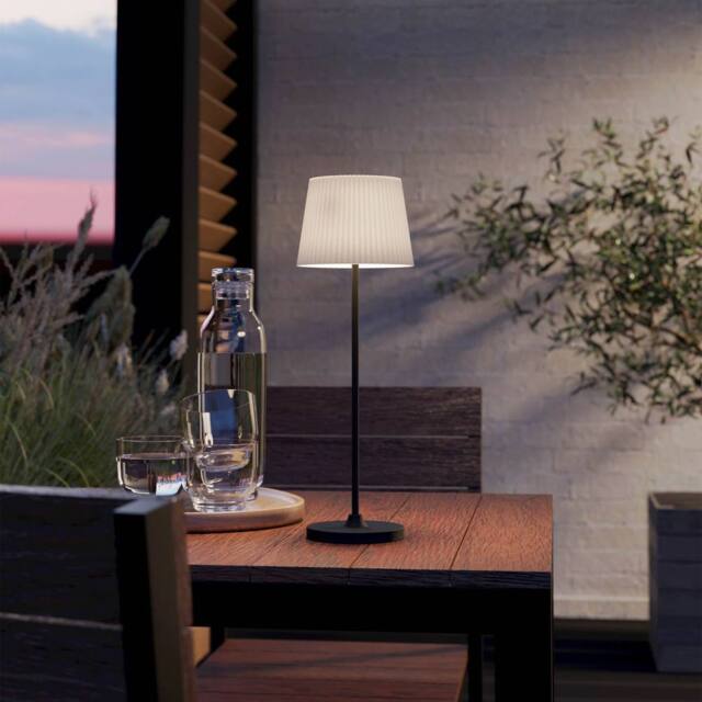 Eglo Leonero Steel & Fabric Portable Table Lampe, Touch-Dimmer, LED, Beige in Black - image 1
