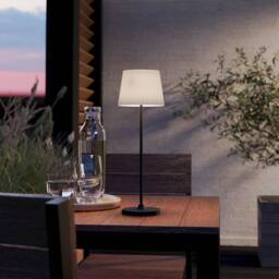 Eglo Leonero Steel & Fabric Portable Table Lampe, Touch-Dimmer, LED, Beige in Black