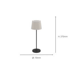Eglo Leonero Steel & Fabric Portable Table Lampe, Touch-Dimmer, LED, Beige in Black - thumbnail 4
