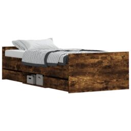 Berkfield Home Bed Frame with Headboard & Footboard Smoked Oak 100x200 cm in Brown - thumbnail 3