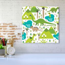 "Warren Reed - Designer Baby Dinosaur Print Canvas in Green - Size: W30"" x H30""" - thumbnail 2