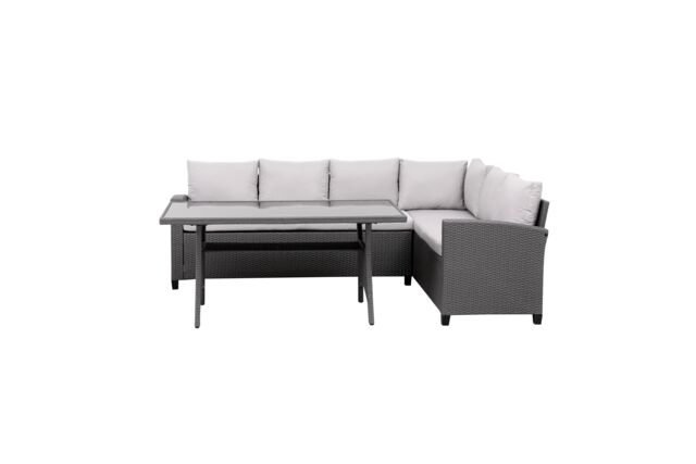 Moderna MMT Grey Rattan L-Shaped 6-Seater Dining Set with Table, 2.36m x 1.79m - image 1