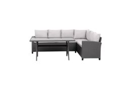 Moderna MMT Grey Rattan L-Shaped 6-Seater Dining Set with Table, 2.36m x 1.79m - thumbnail 1