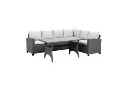 Moderna MMT Grey Rattan L-Shaped 6-Seater Dining Set with Table, 2.36m x 1.79m - thumbnail 2