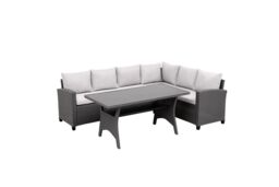 Moderna MMT Grey Rattan L-Shaped 6-Seater Dining Set with Table, 2.36m x 1.79m - thumbnail 3