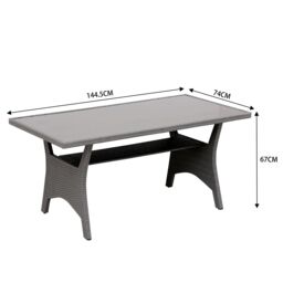 Moderna MMT Grey Rattan L-Shaped 6-Seater Dining Set with Table, 2.36m x 1.79m - thumbnail 7