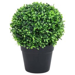 Berkfield Home Artificial Boxwood Plants 2 pcs with Pots Ball Shaped Green 32 cm - thumbnail 2