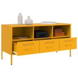 Berkfield Home TV Cabinet Mustard Yellow 100.5x39x50.5 cm Steel - thumbnail 5