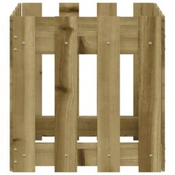 Berkfield Home Garden Planter with Fence Design 40x40x40 cm Impregnated Wood Pine in Brown - Size: 40 x 40 x 40 cm - thumbnail 5