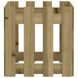 Berkfield Home Garden Planter with Fence Design 40x40x40 cm Impregnated Wood Pine in Brown - Size: 40 x 40 x 40 cm - thumbnail 6