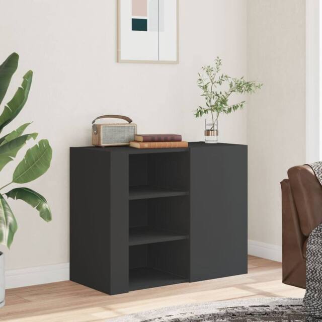 Berkfield Home Wall Cabinet Black 75x35x60 cm Engineered Wood - Size: 75 x 35 x 60 cm - image 1