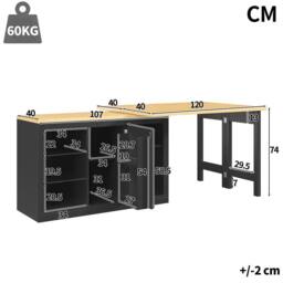 BTM Extendable Sideboard LED Dining Table Glass Shelves Storage in Black - thumbnail 7