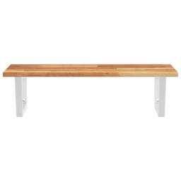 Berkfield Home Basin Shelf Wall Mounted Steel & Solid Wood Acacia in Brown - thumbnail 4