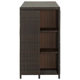 Berkfield Home Bar Table with Storage Rack Brown 120x60x110 cm Poly Rattan - Size: 120 x 60 x 110 cm - thumbnail 3