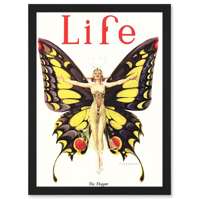 Artery8 Magazine 1922 Life Butterfly Dance Flapper Roaring Twenties A4 Artwork Framed Wall Art Print in Black - image 1