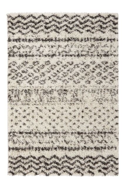 Kukoon Cream Grey Aztec Scandi Super Soft Shaggy Rug - Size: 160 cm x 220 cm - image 1
