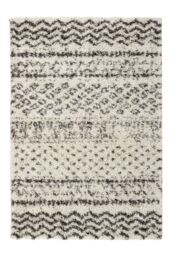 Kukoon Cream Grey Aztec Scandi Super Soft Shaggy Rug - Size: 160 cm x 220 cm - thumbnail 1