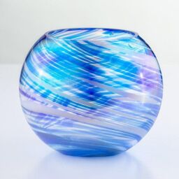 Sienna Glass Blown Glass Tealight Holder Blue - thumbnail 2
