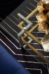 Orsina Glass Top Coffee Table, Gold & Silver Luxury Coffee Table, Modern Style Metal Coffee Table with Glass Top - thumbnail 4