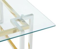 Orsina Glass Top Coffee Table, Gold & Silver Luxury Coffee Table, Modern Style Metal Coffee Table with Glass Top - thumbnail 5