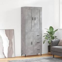 Berkfield Home Highboard Concrete Grey 69.5x34x180 cm Engineered Wood - thumbnail 2